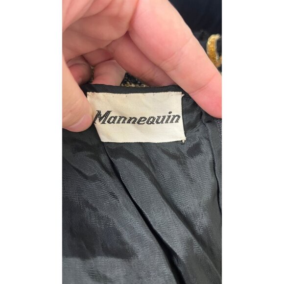 VINTAGE MANNEQUIN BEADED SEQUIN 80'S GLAM DRESS M - Picture 11 of 12